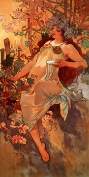  tinto Pintura - Otoño de 1896 panel checo Art Nouveau distintivo Alphonse Mucha